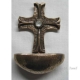 Weihwasserbecken Bronze "Kreuz mit Bergkristall"